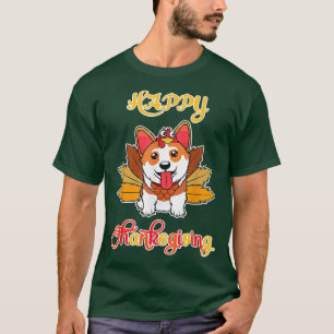 Camiseta Turquia Pergrim Ride Corgi Dog Feliz Ação de Graça