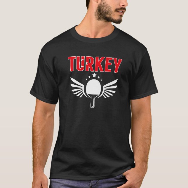 Camiseta Turquia Ping Pong - Orgulhoso Tênis de Mesa turco  (Frente)