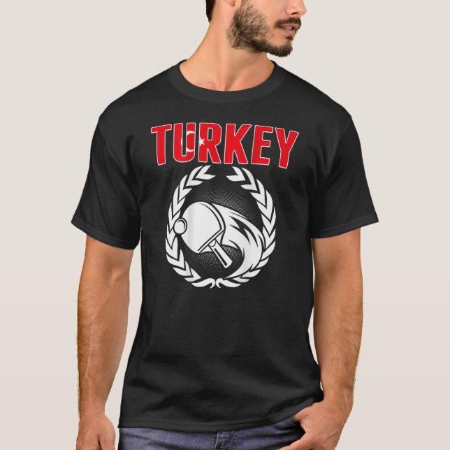 Camiseta Turquia Ping Pong - Orgulhoso Tênis de Mesa turco  (Frente)