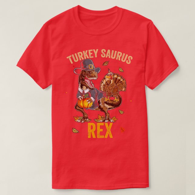Camiseta Turquia Saurus Rex Funny Dinossaur TRex Ação de Gr (Frente do Design)