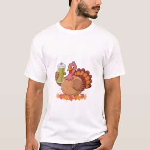 Camiseta Turquia Segurando Matcha Beba Ação de Graças