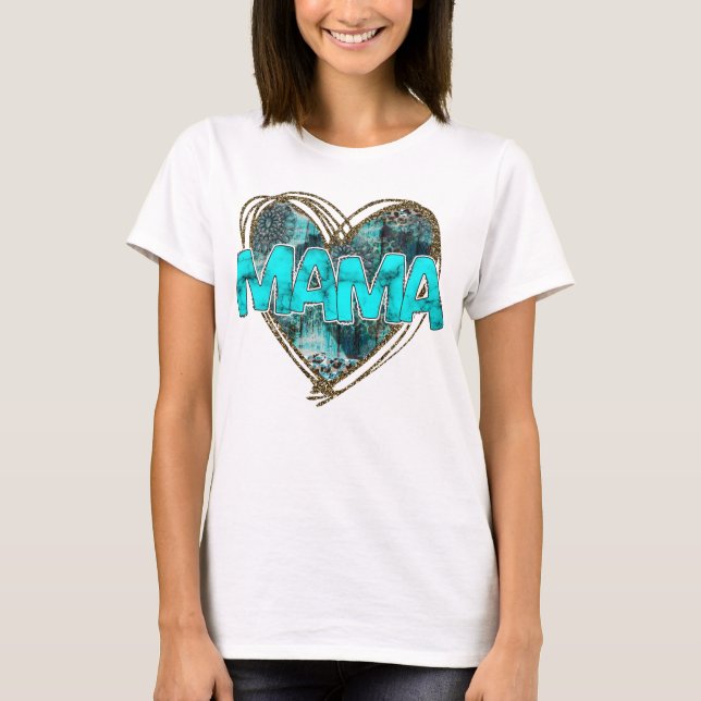 Camiseta Turquoise Gem Stone Mamãe presente (Frente)