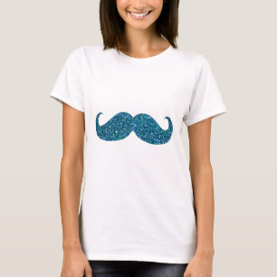 Camiseta Turquoise Glitter Mustache