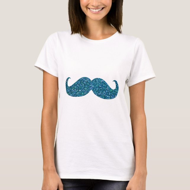 Camiseta Turquoise Glitter Mustache (Frente)