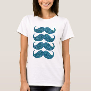 Camiseta Turquoise Glitter Mustache #2