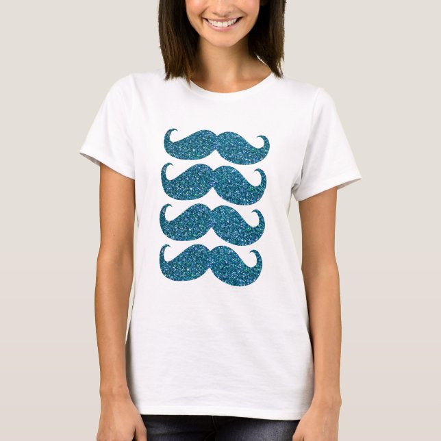 Camiseta Turquoise Glitter Mustache #2 (Frente)