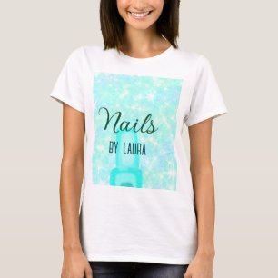 Camiseta Turquoise teal agate aqua unhas adiciona o nome we
