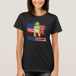 Camiseta Turtle American Flag Sunglass Merica 4th De Jul