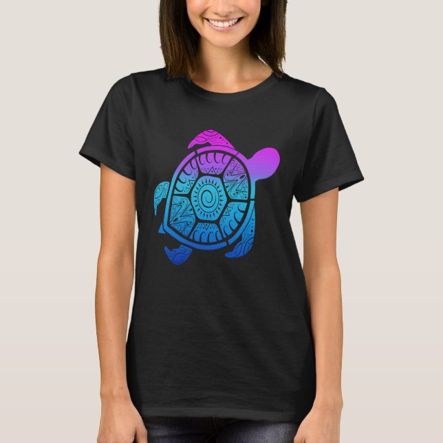 Camiseta Turtle Back Mandala Carapace Turtle Swimming (Frente)