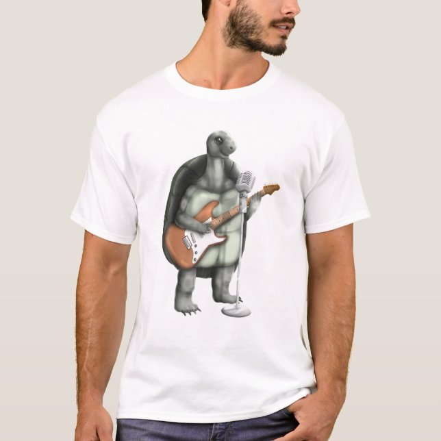 Camiseta Turtle Cantando Guitarrista Músico Violão (Frente)