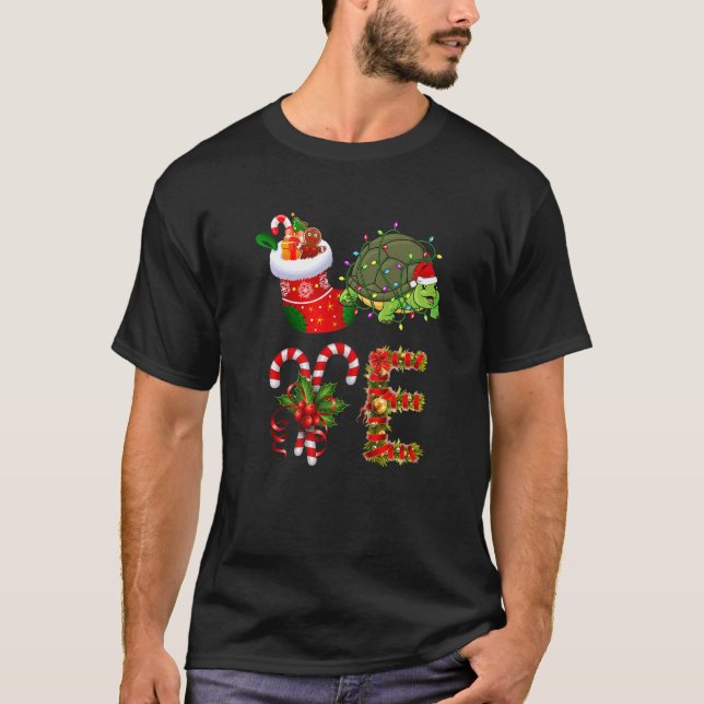 Camiseta Turtle Christmas Lights Led Santa Hat (Frente)