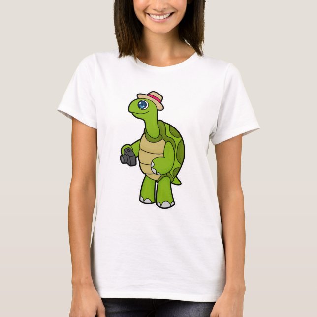 Camiseta Turtle como fotógrafo com câmera (Frente)