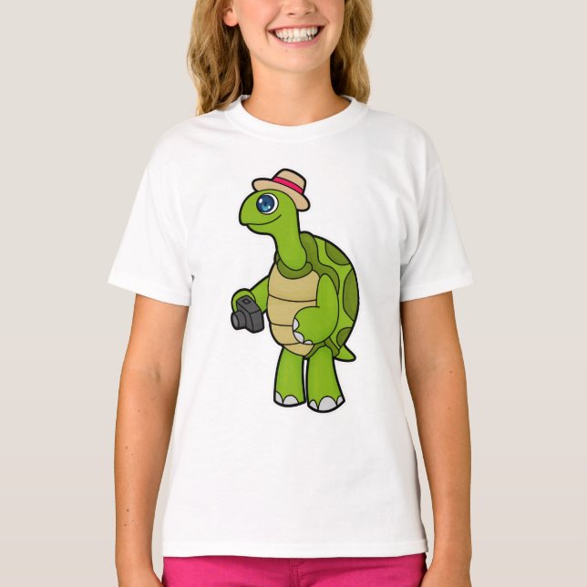 Camiseta Turtle como fotógrafo com câmera (Frente)