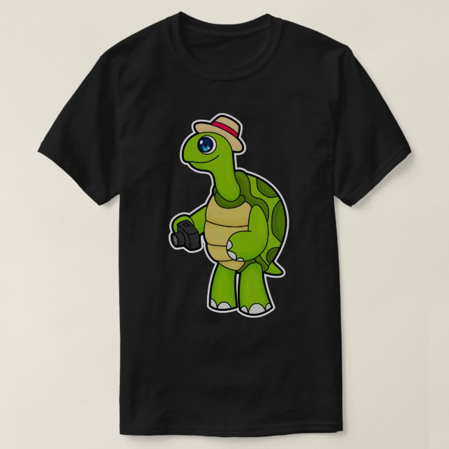 Camiseta Turtle como fotógrafo com câmera (Frente do Design)
