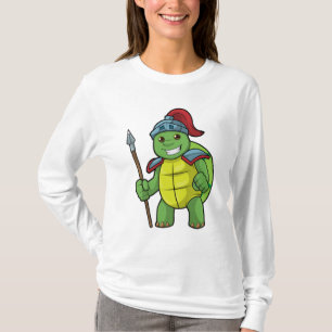 Camiseta Turtle como guerreiro com Spear e Helmet