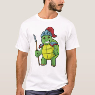 Camiseta Turtle como guerreiro com Spear e Helmet