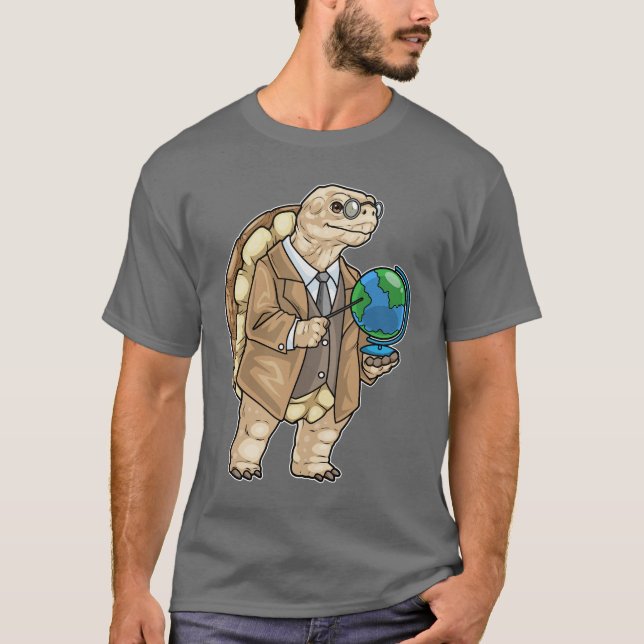 Camiseta Turtle History Teacher Globe (Frente)