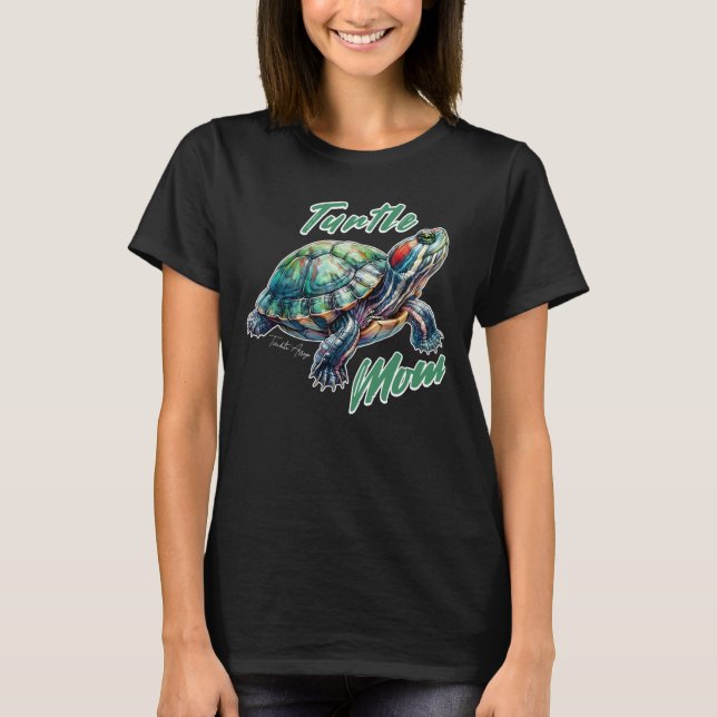 Camiseta Turtle Mom Red-eared Slider Gift for her (Frente)