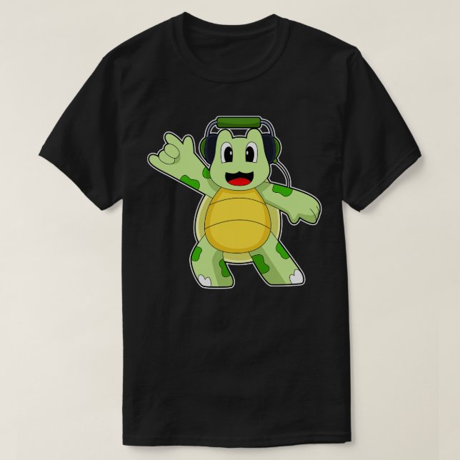 Camiseta Turtle Musical Headphone Music (Frente do Design)