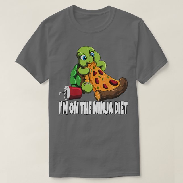Camiseta Turtle On A Diet Eats Pizza I'm On The Ninja Diet  (Frente do Design)