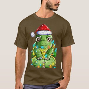 Camiseta Turtle Santa Claus Molhou Enfeites de natal