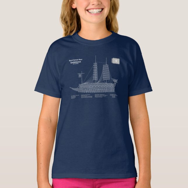 Camiseta Turtle Ship Geobukseon - Ship Blueprint ABD (Frente)