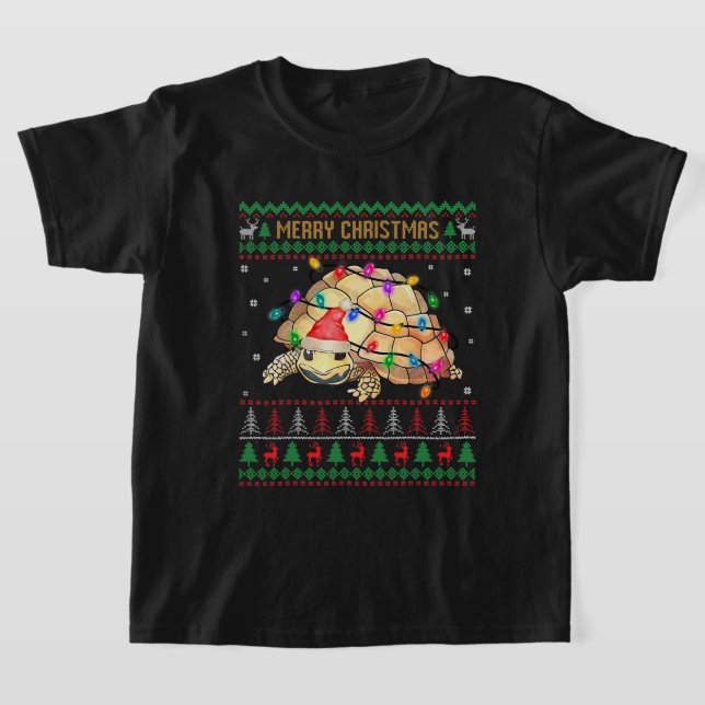 Camiseta Turtle Ugly Christmas Sweater Papais noeis Turtle  (Postura )