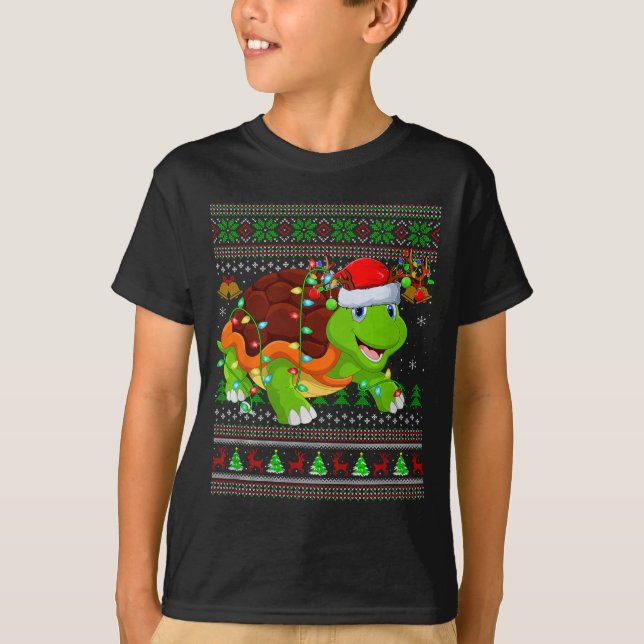 Camiseta Turtle Ugly Christmas Sweaters Holiday Santa Cute  (Frente)