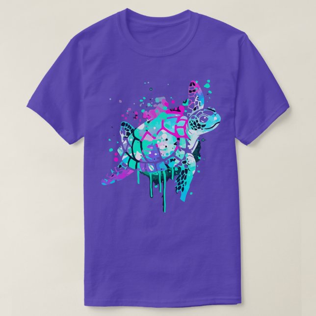 Camiseta Turtle Watercolor Sea Ocean Willife Animal (Frente do Design)