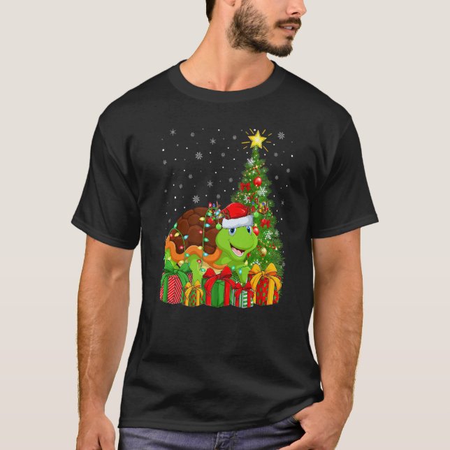 Camiseta Turtle  Xmas Holiday Santa Turtle Christmas Tree (Frente)