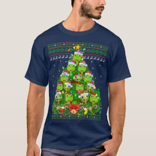 Camiseta Turtle Xmas Lighting Tree Santa Turtle Ugly Christ