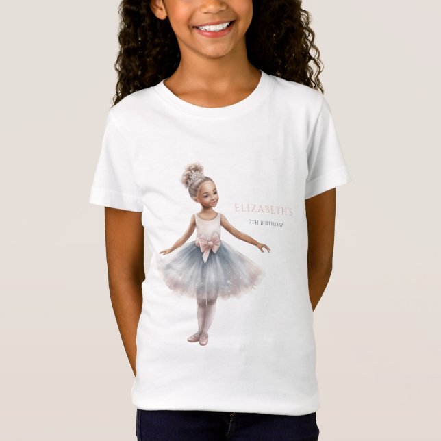 Camiseta Tutu Cute Elegante Ballerina Watercolor Aniversári (Frente)