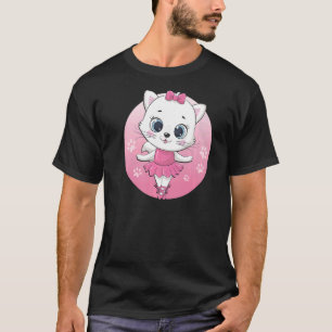 Camiseta Tutu Kitten Cat Ballerina Palco Gato de Balé Gráfi