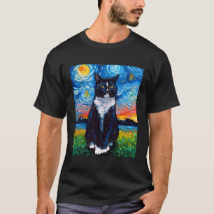 Camiseta Tuxedo Black And White Cat Starnight Art De Aja