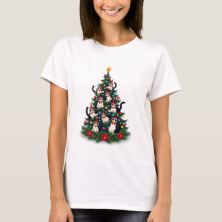 Camiseta Tuxedo Cat Christmas Tree Tuxedo Cat Lights Xmas M