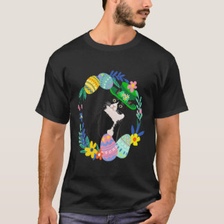 Camiseta Tuxedo Cat Easter Ovos Coelhinhos