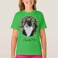 Tuxedo Cat em Pintura de Janela Arte Animal Origin