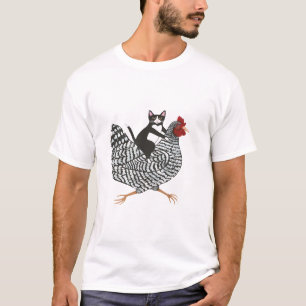 Camiseta Tuxedo Cat em um frango