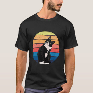 Camiseta Tuxedo Cat Gift Retro Cores Para Amantes de os ani
