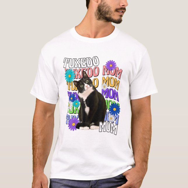 Camiseta Tuxedo Cat Mãe Retro Groovy Lover (Frente)