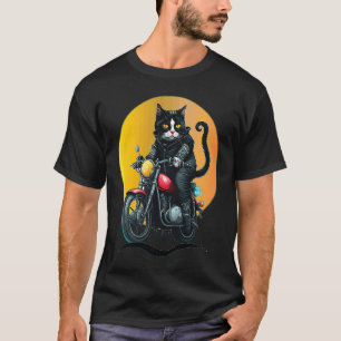 Camiseta Tuxedo Cat Pai Motocicleta Kitts