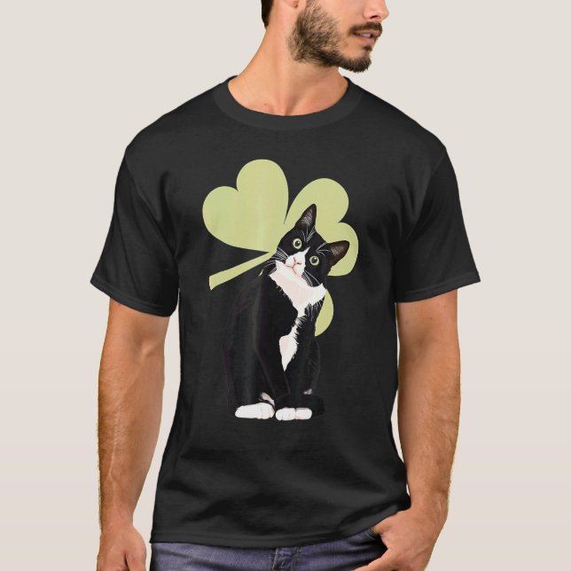 Camiseta Tuxedo Cat Saint St  Patrick S Paddy S Day Cat (Frente)