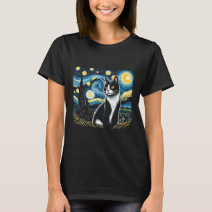 Camiseta Tuxedo Cat Starry Night Painting Tuxedo Proprietár