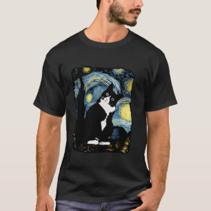 Camiseta Tuxedo Cat Starry Night Van Gogh Cat Art Cat