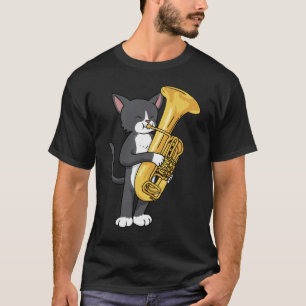 Camiseta Tuxedo Cat Tuba Oferece Homens Marchando Banda Tub