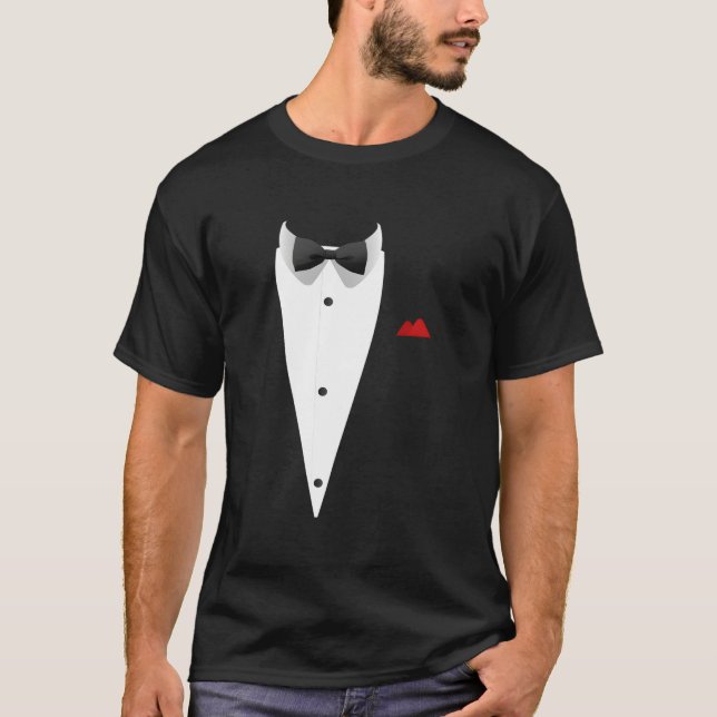 Camiseta Tuxedo Com Bowtie Para Casamento E Ocasio Especial (Frente)
