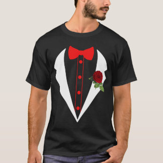 Camiseta Tuxedo Com Solteiro Falso De Casamento De Flor Ver