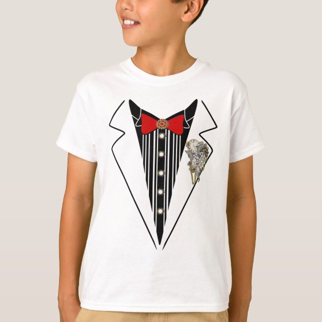 Camiseta Tuxedo - Design de Casamento Steampunk (Frente)