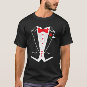 Camiseta Tuxedo Engraçado Com Dia de os namorados Red Bowti
