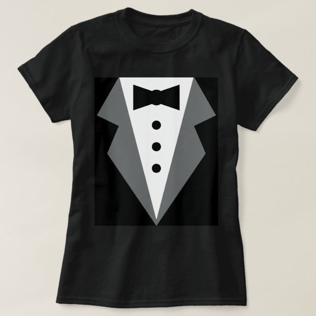 Camiseta Tuxedo Formal Branco Preto (Frente do Design)